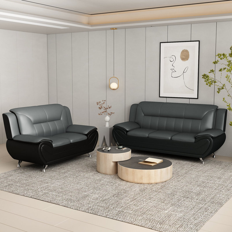 Orren Ellis Quadreka 2 Piece Faux Leather Living Room Set BestFurnitureSet